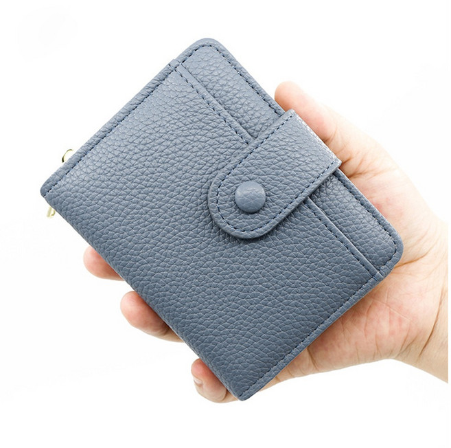 엘쏘 여성용 스냅버튼 가죽 포켓 미니 반지갑