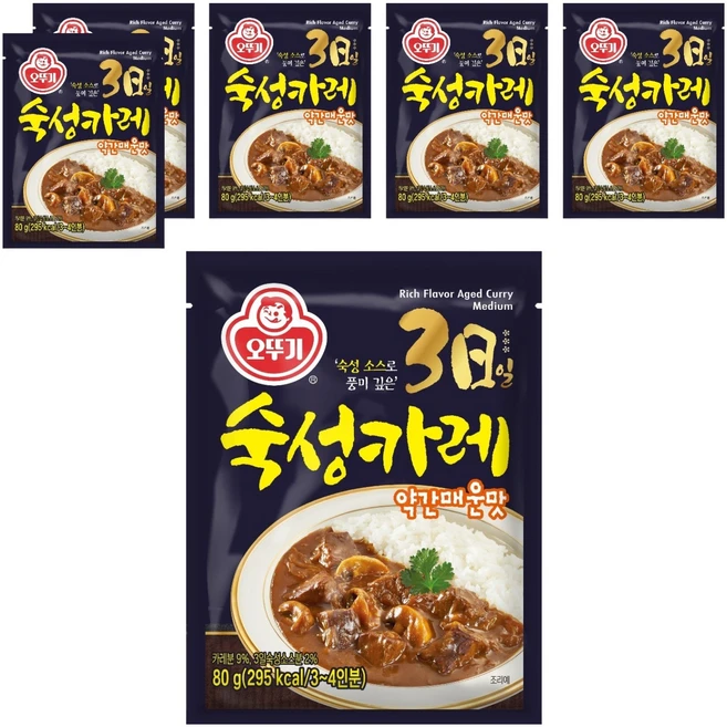 오뚜기 3일 숙성카레 약간매운맛, 80g, 6개 - 쿠팡
