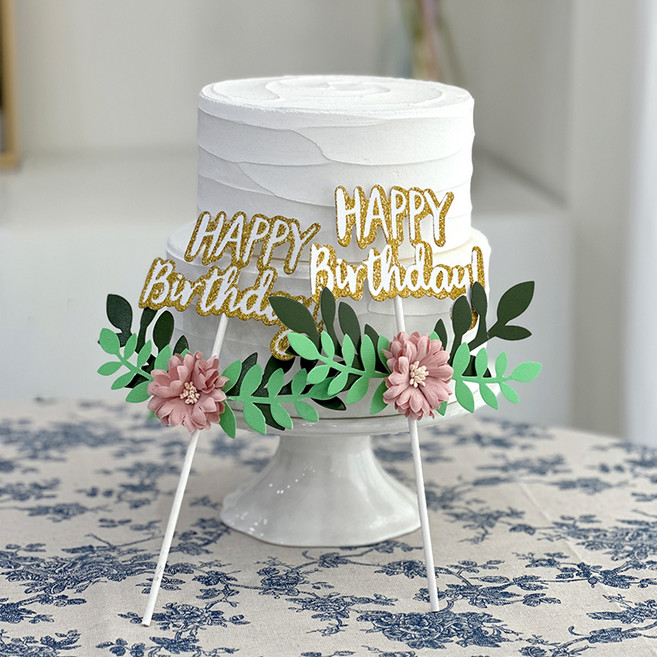 마메 생일케잌 토퍼 꽃장식, 골드, 4개