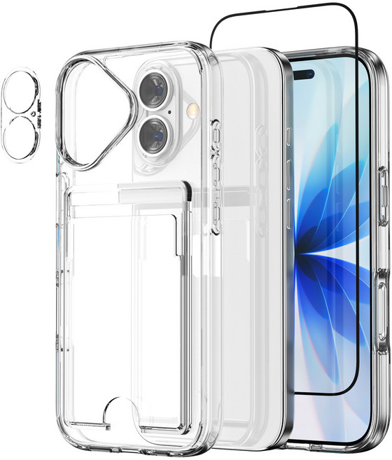 케이맥스 카드포켓 클리어핏 케이스 + 풀글루 강화유리 + 카메라필름 세트