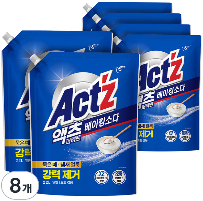 액츠 퍼펙트 베이킹소다 액상세제 리필, 2L, 8개