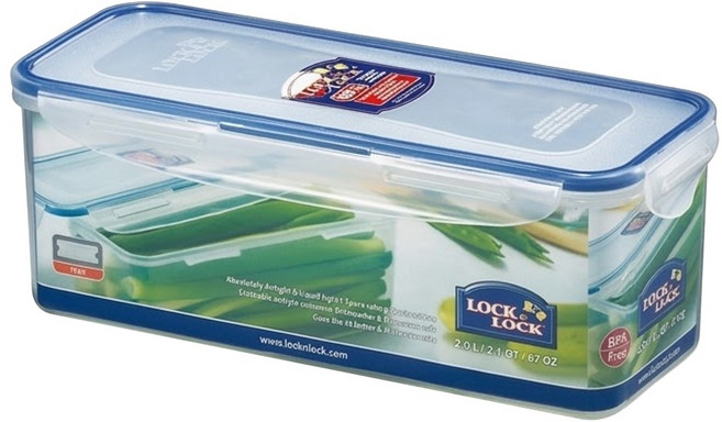 LocknLock 樂扣樂扣 PP微波保鮮盒 長條形 2L, 1組, 容器 + 蓋子