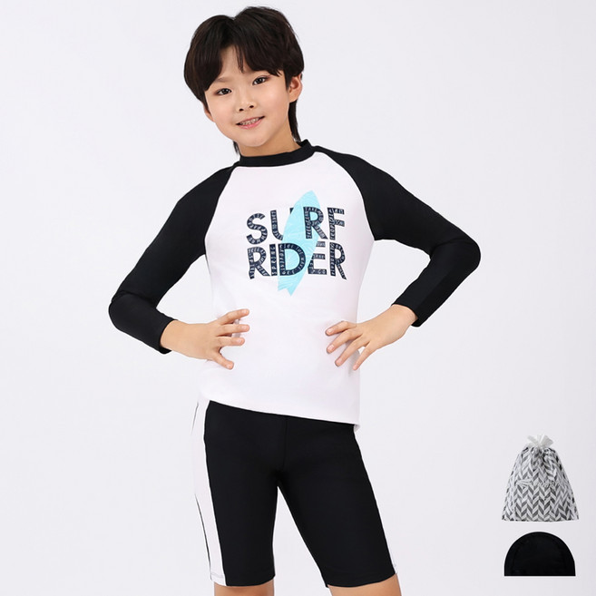 아쿠아티카 남아용 래쉬가드 + 스윔팬츠 + 스판수모 + 비닐백