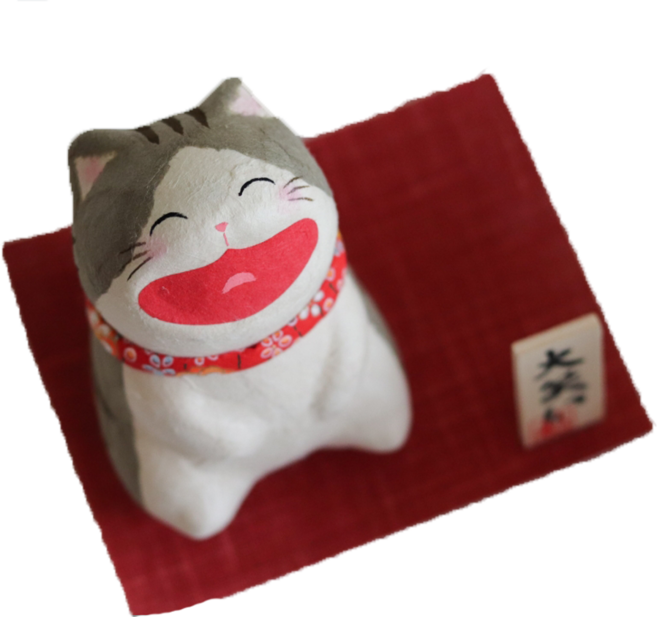 RYUKODO 龍虎堂 開運達摩和紙擺飾, 茶虎斑貓