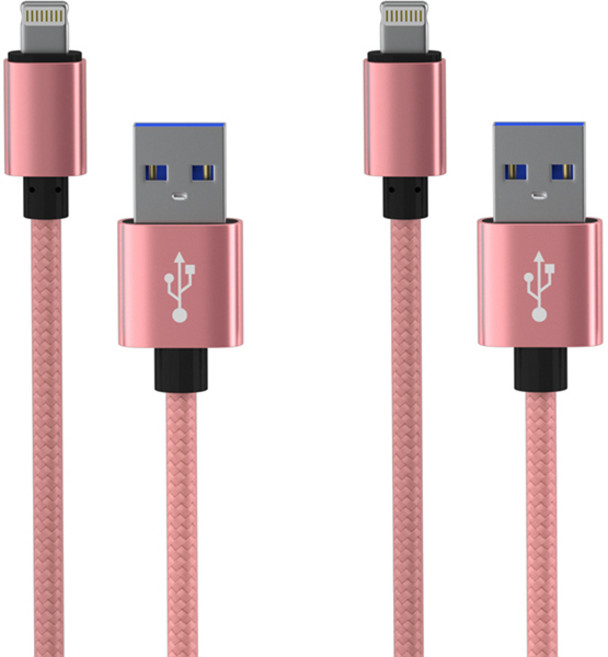 요이치 팔레트 8핀 고속충전 케이블, 핑크, 2개, 1m