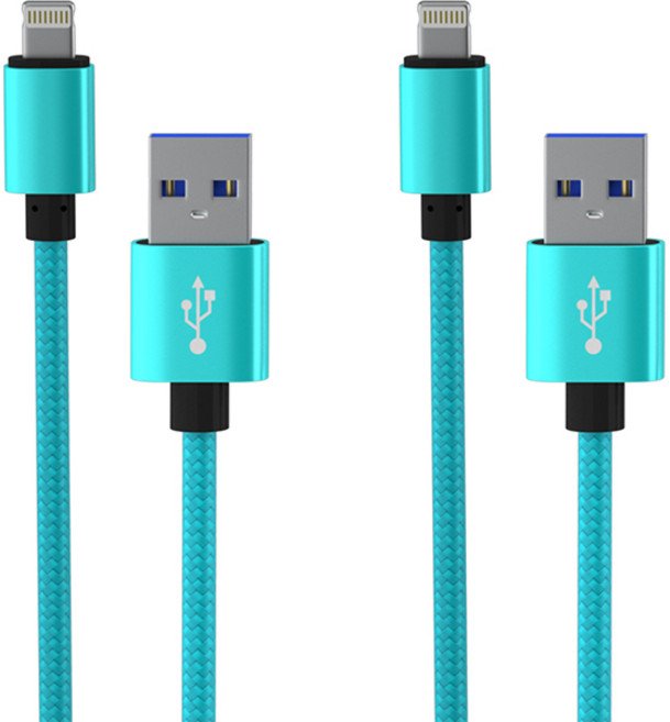 요이치 팔레트 8핀 고속충전 케이블, 블루, 2개, 1m