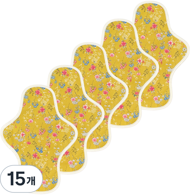 이채 플라워 일체형 면생리대 옐로플로라, 15개, 1개입, 대형