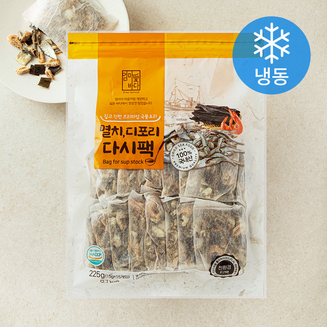 엄마애바다 멸치 디포리 다시팩 (냉동), 15g, 15개입, 1개
