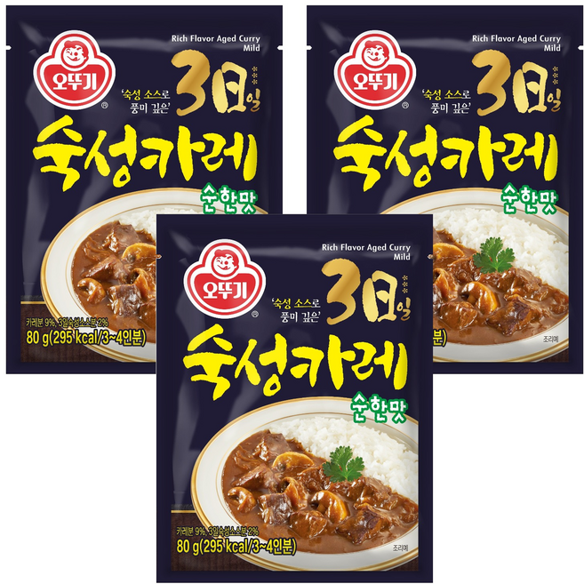 오뚜기 3일 숙성카레 순한맛, 80g, 3개