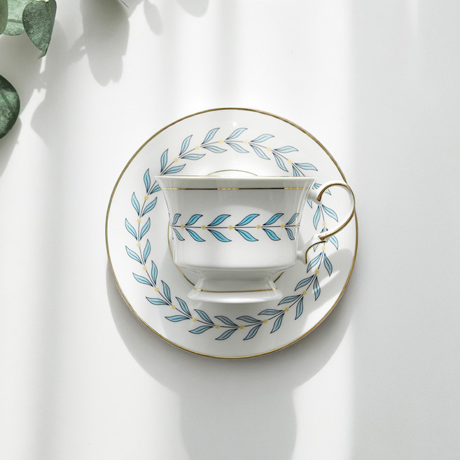 BELLE design Laurel 咖啡杯 165ml + 杯碟組, 藍色, 1套