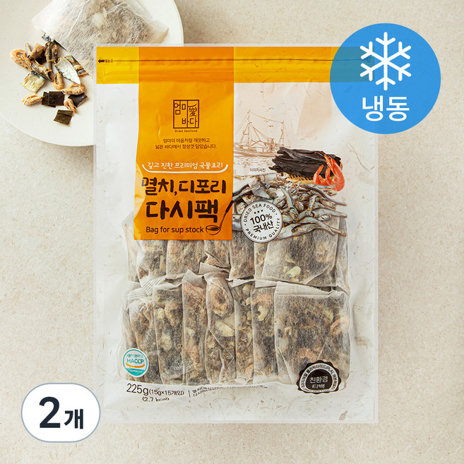 엄마애바다 멸치 디포리 다시팩 (냉동), 15g, 15개입, 2개