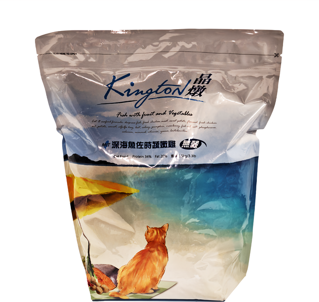 Kington 晶燉 全齡貓 無穀乾飼料, 深海魚佐時蔬嫩雞, 1.5kg, 1袋