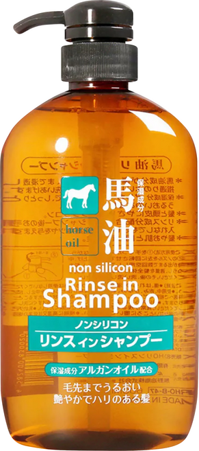 KUMANO 熊野油脂 馬油無矽靈雙效洗潤二合一洗髮精, 600ml, 1瓶