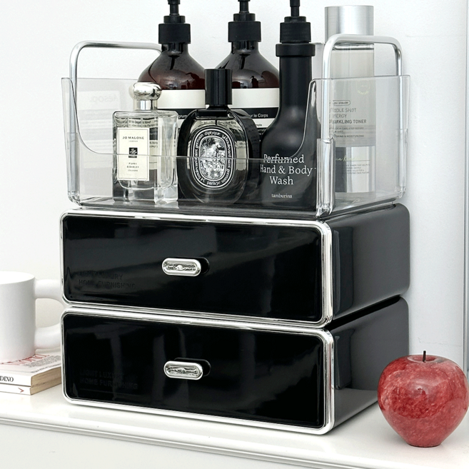 데미무드 뷰티스택 화장품 정리함 향수 진열대, 블랙, 1개