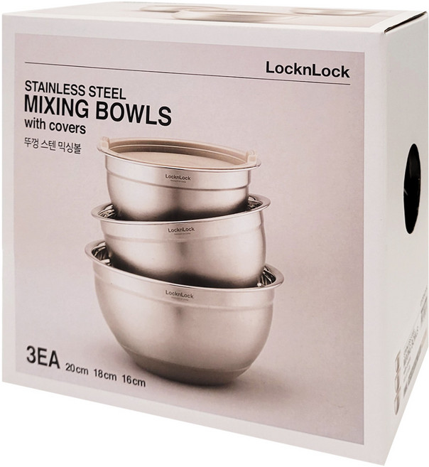 LocknLock 樂扣樂扣 不鏽鋼攪拌盆 含蓋 3件組, 1組