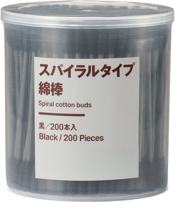 MUJI 無印良品 棉棒 黑色, 200支, 1罐