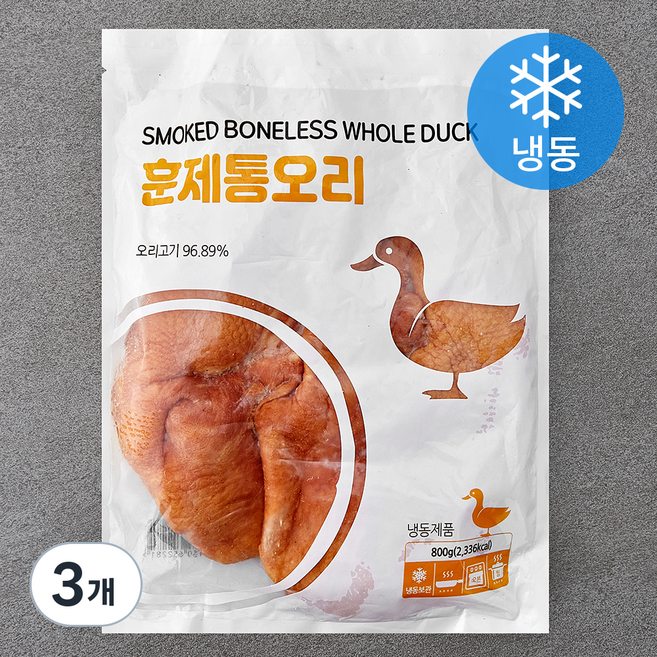 랜시 훈제 통오리 (냉동), 800g, 3개