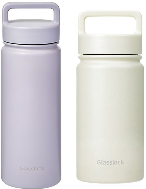 글라스락 스포티 핸들 텀블러 500ml + 350ml, 500ml(페일라벤더) + 350ml(베이지), 1세트