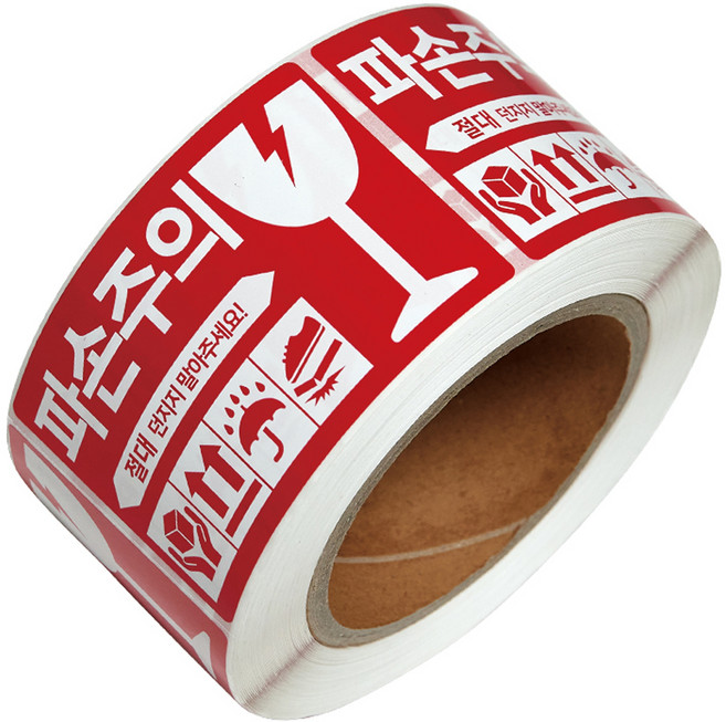 코멧 파손주의 안전배송 롤 스티커 라벨 500p, 레드, 1개
