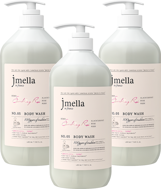 jmella 法式漫舞香水沐浴乳 No.05 Sparkling Rose, 1L, 3瓶