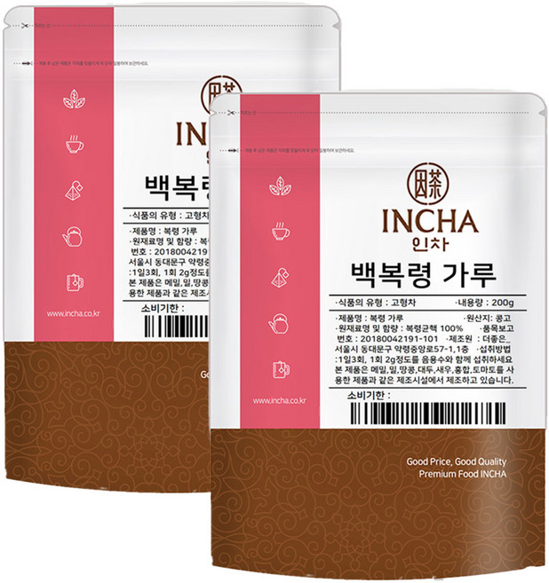 인차 백복령분말, 200g, 2개