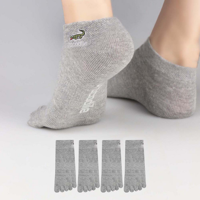 크로커다일 여성용 발이 숨쉬는 무지 자수 발가락 스니커즈 4족 세트 CD256