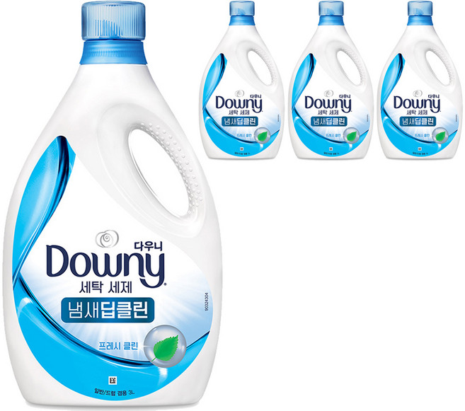 다우니 냄새 딥클린 프레시 클린 세탁세제 본품, 3L, 1개입, 4개