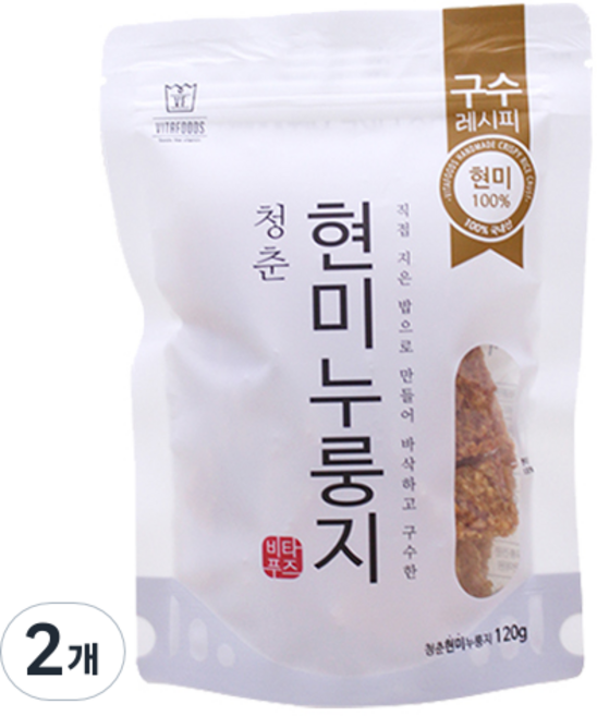 청춘누룽지 청춘 현미 누룽지, 120g, 2개