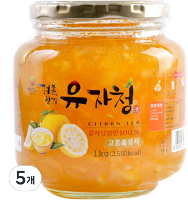해맑음 겨울향기 유자청, 1kg, 5개, 1개입