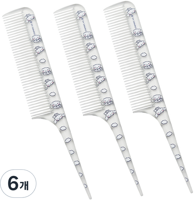 뷰티홈 산리오캐릭터즈 미니 꼬리빗, 6개, 시나모롤 투명