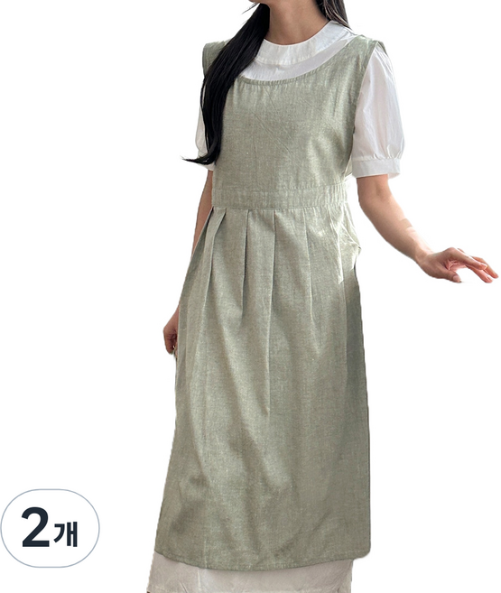 까사베르데 네드 라인 슬릿 랩 롱앞치마, 카키, 2개