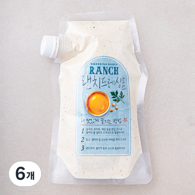 주비푸드 랜치드레싱 소스, 500g, 6개