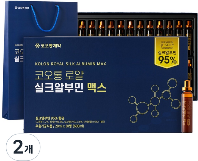 KOLON PHARMA 皇家絲蛋白 MAX 30入 + 購物袋, 2個, 600ml
