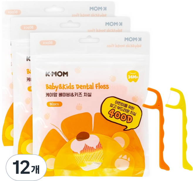 케이맘 베이비 키즈 치실, 7.5cm, 80개입, 12개