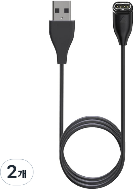 HOHOO A型數據線 擴充底座充電埠 Garmin充電 L型接頭 手錶快速充電器, 黑色, 2個, 1m