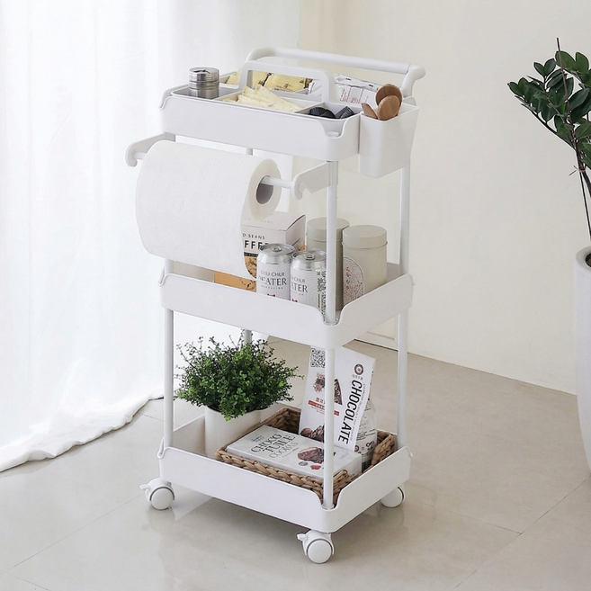 TRUELIFE 盒理收納 掛件分類籃推車 RH2436-WT, 3層, 白色
