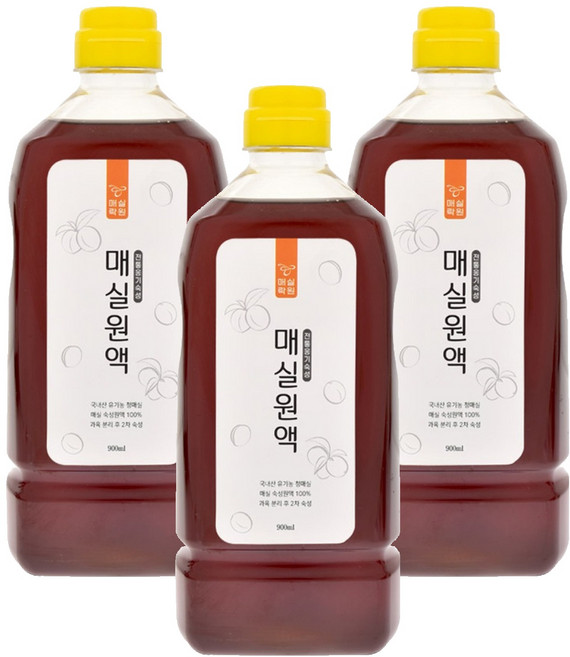 매실락원 매실원액, 900ml, 3개