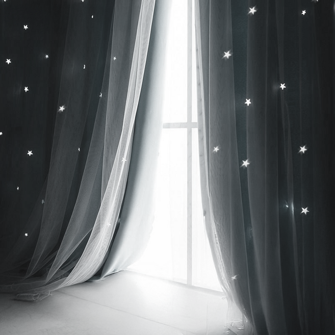 벨리안 무타공 벨크로 별빛 레이스 암막 커튼