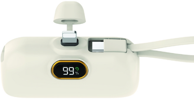 뉴클 PD 고속 22.5W 도킹형 보조배터리 메인 8핀 + 서브 C타입 스트랩 5000mAh, NCPB-5KPD-13-LGC(메인 8핀+서브 C타입 스트랩), 베이지