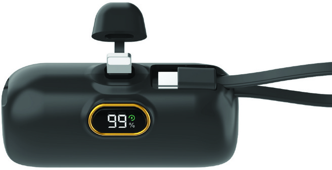 뉴클 PD 고속 22.5W 도킹형 보조배터리 메인 8핀 + 서브 C타입 스트랩 5000mAh, NCPB-5KPD-13-LGC(메인 8핀+서브 C타입 스트랩), 블랙