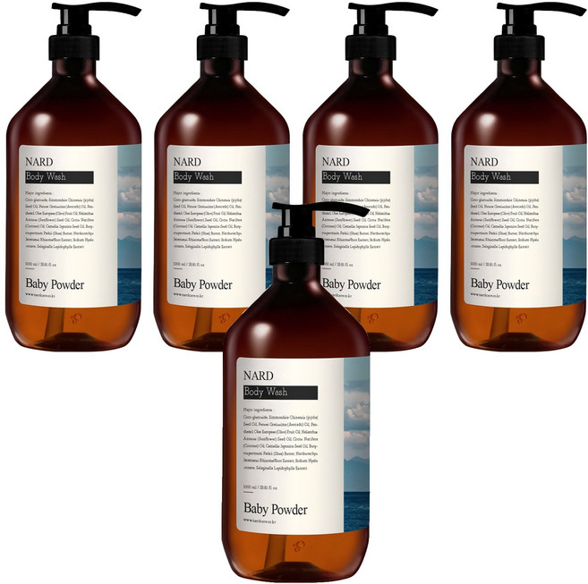 나드 부케가르니 리프레쉬 퍼퓸드 바디워시 베이비파우더향, 1L, 5개