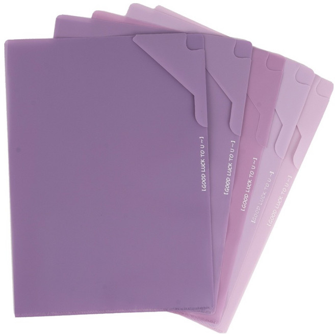 세우세 A4 그라데이션 L자 파일, 핑크퍼플, 5개