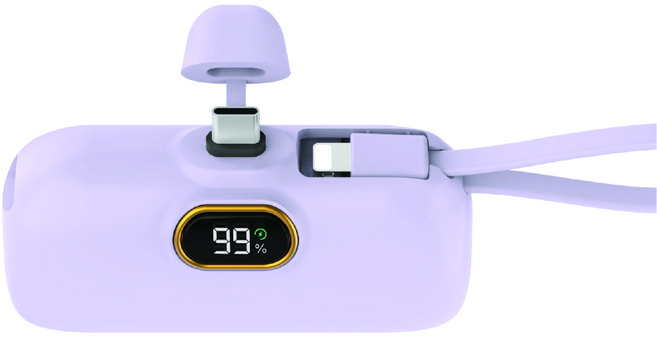 뉴클 PD 고속 22.5W 도킹형 보조배터리 메인 C타입 + 서브 8핀 스트랩 5000mAh, NCPB-5KPD-13-LGC(메인 C타입+서브 8핀 스트랩), 퍼플