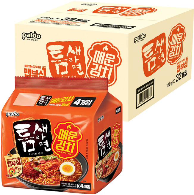틈새라면 매운김치 120g, 32개
