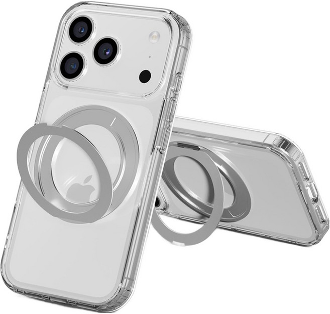 누아트 맥세이프 호환 마그네틱 스탠드 링 에어룸 투명 휴대폰 케이스