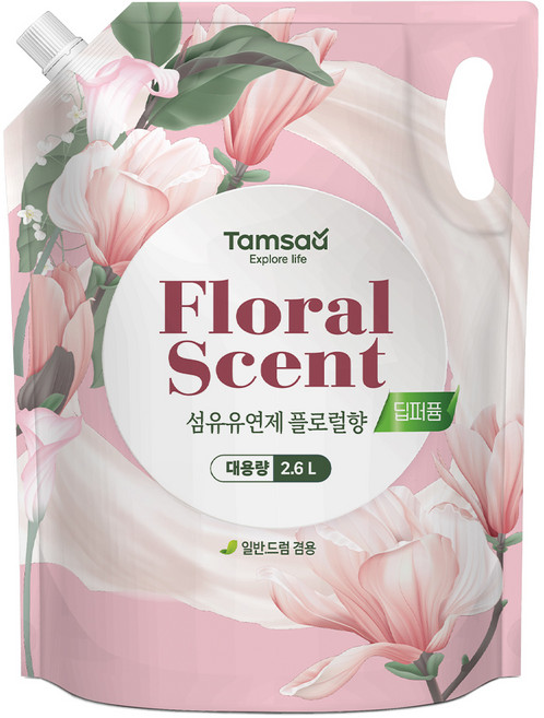 탐사 딥퍼퓸 섬유유연제 플로럴향 파우치타입 대용량, 2.6L, 1개