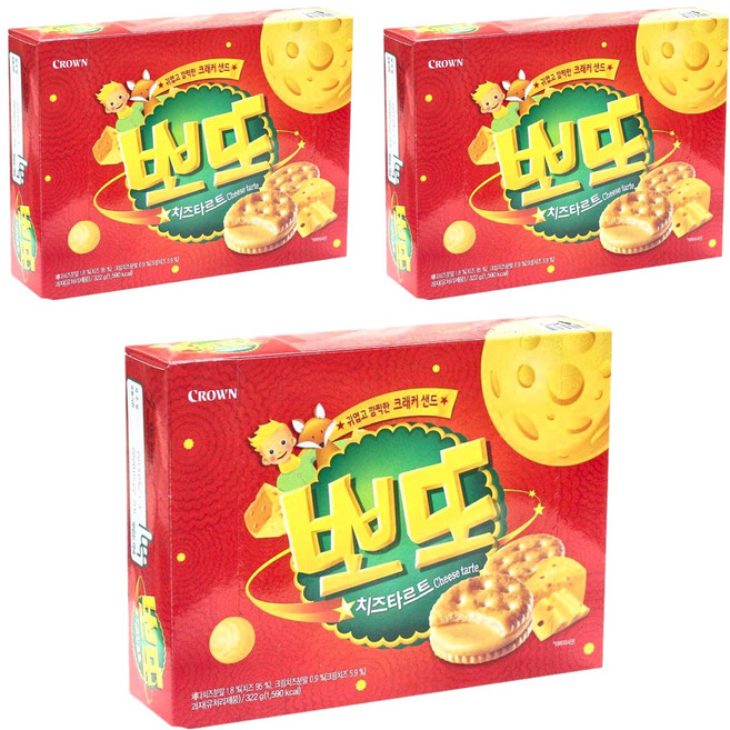 크라운 뽀또 치즈타르트, 322g, 3개