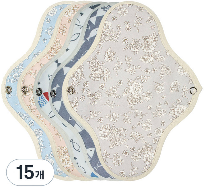위즐리 면생리대 색상골고루, 중형, 1개입, 15개