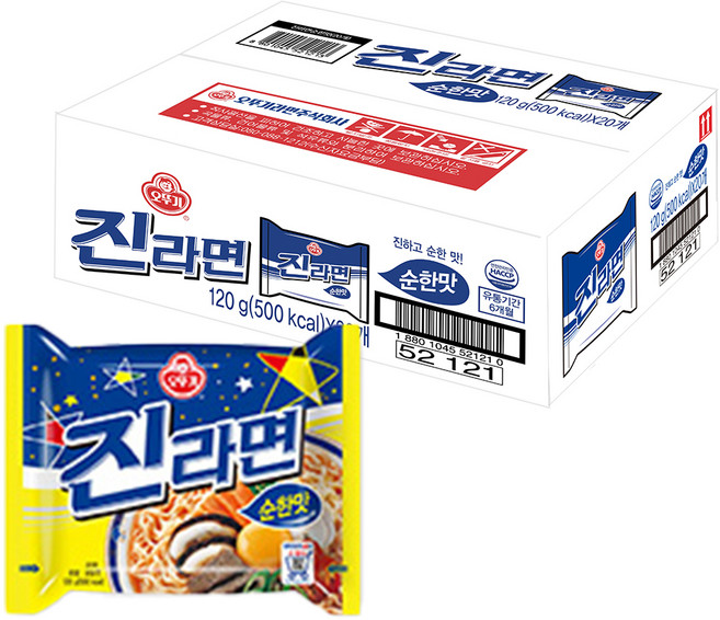 오뚜기 진라면 순한맛 120g, 20개
