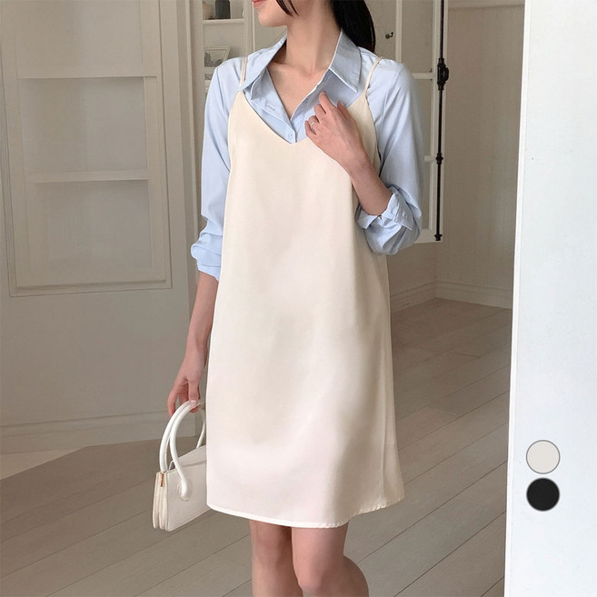 afinar 女款優雅光澤緞面馬甲迷你連身裙, 奶油色